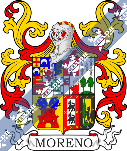 Moreno Family Crest, Coat of Arms and Name History
